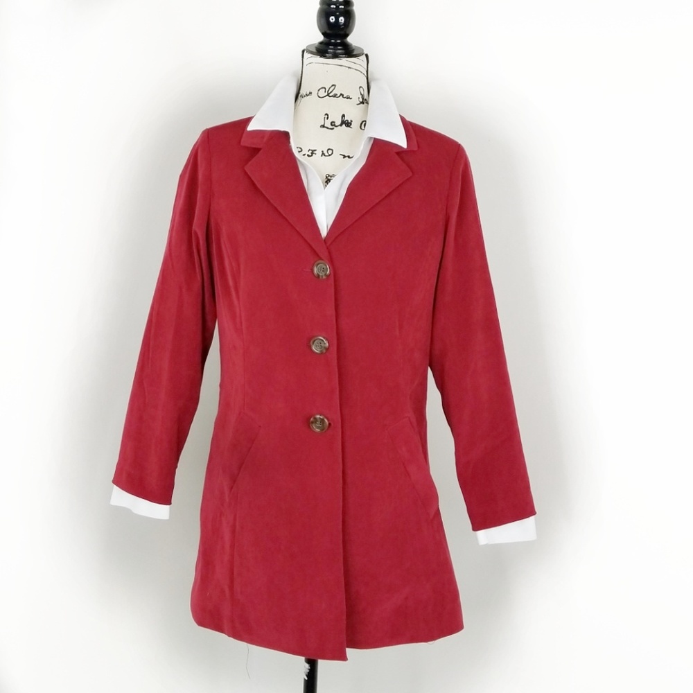 TRAVELSMITH ▪ Crimson red Long Blazer w/ pockets
